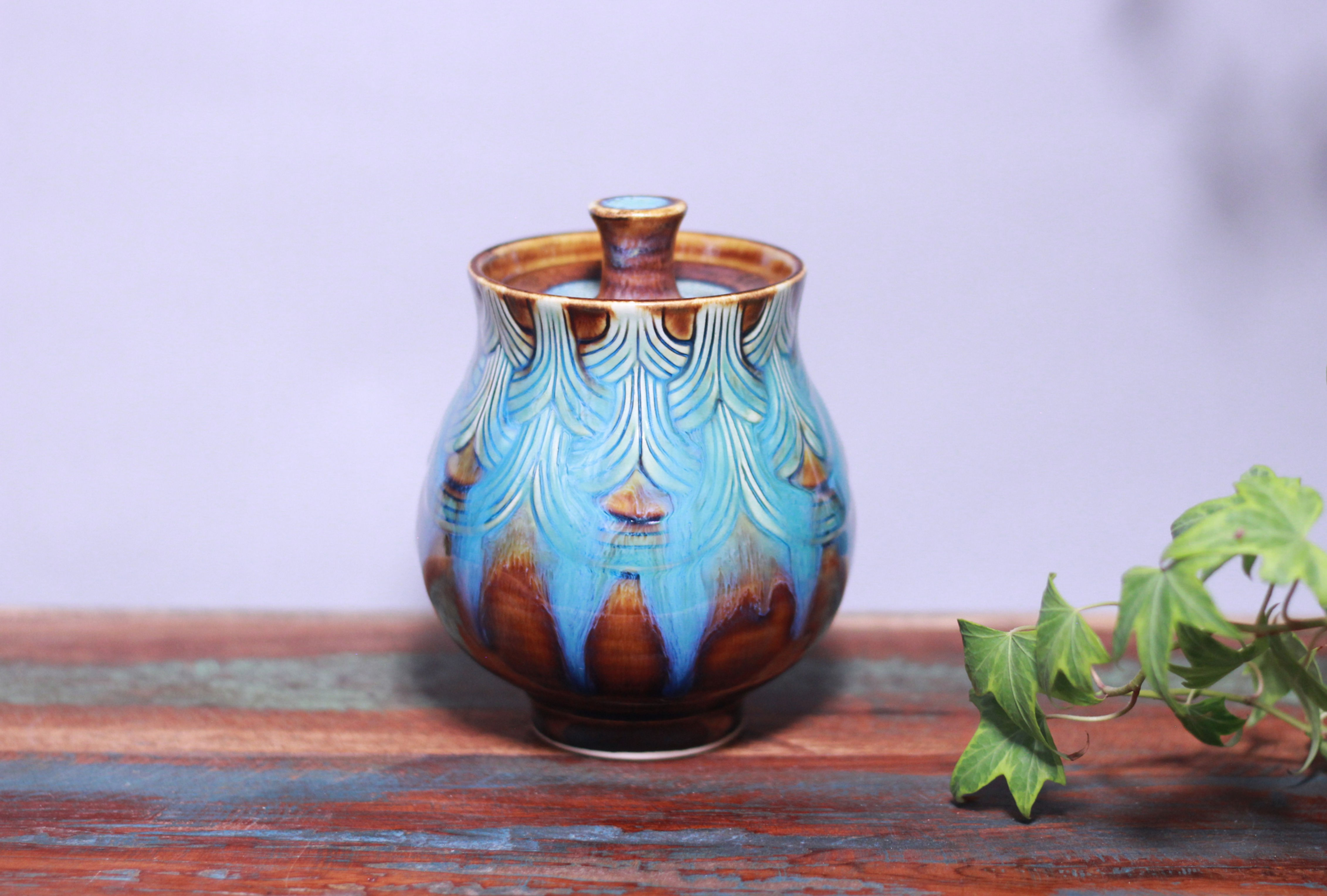 Curvy Art Deco lidded pot