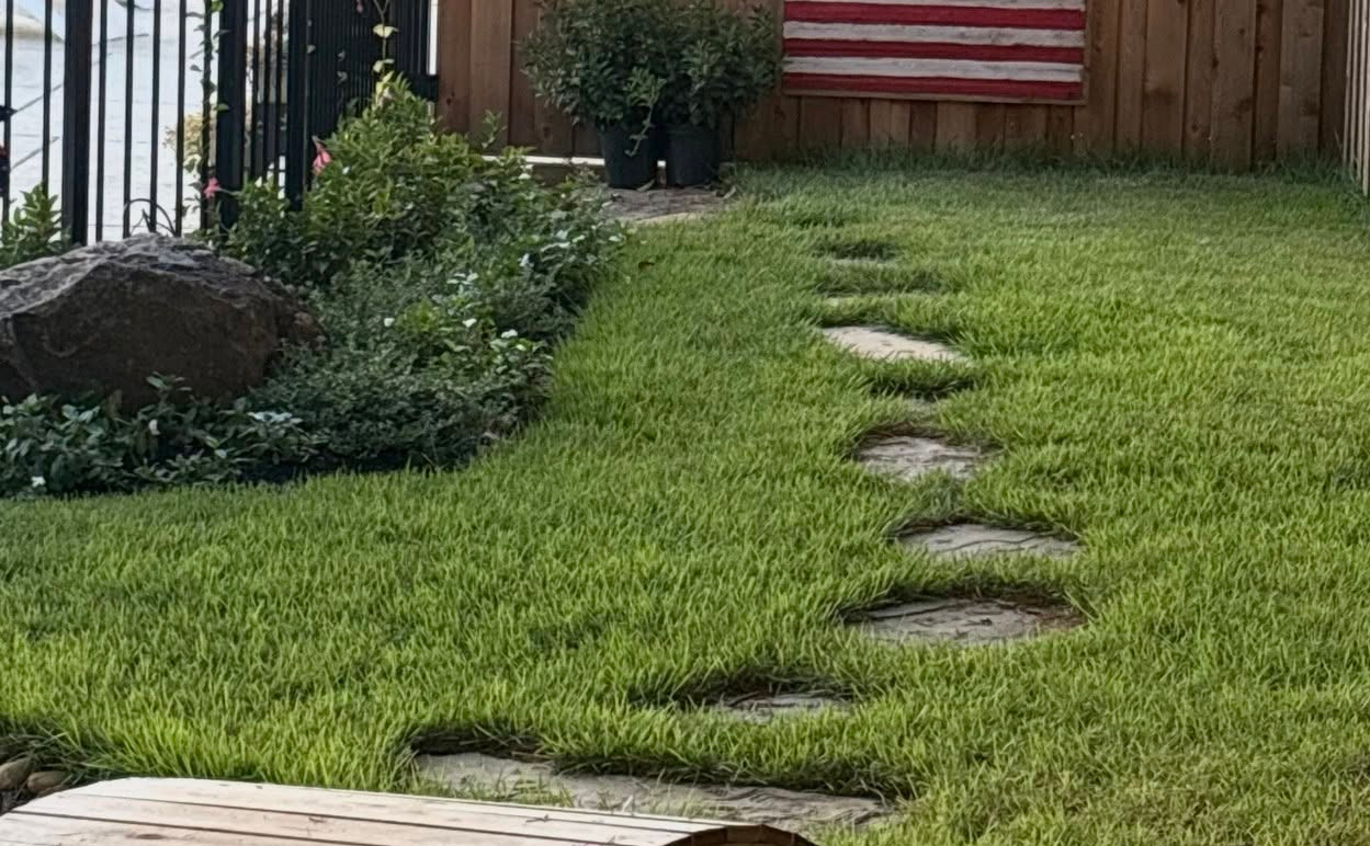 Real yard containing Pickens Point Turf sod