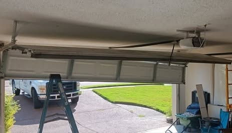 Garage door needing repairs