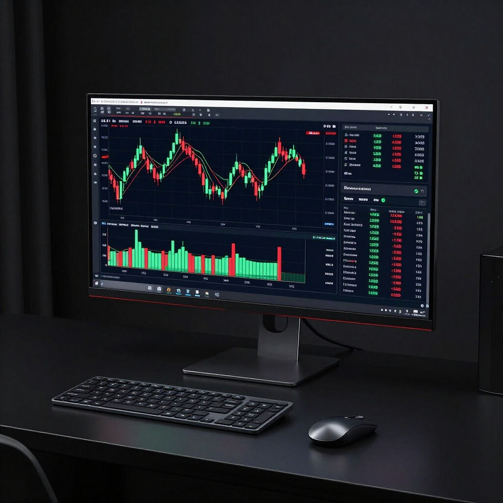 Interface do software Quotex para PC instalado em um computador Windows com gráfico de trading profissional
