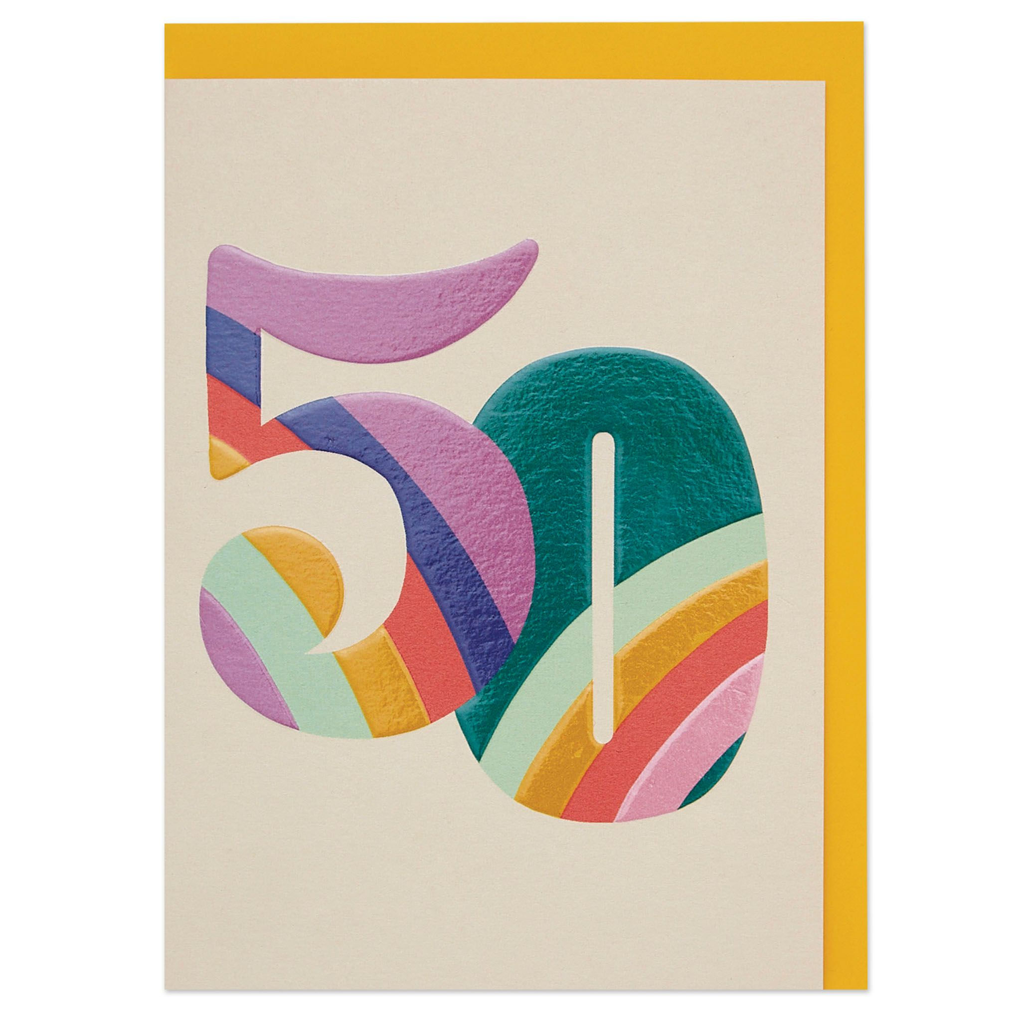 Colourful Rainbow Numbers Age 50 Birthday Card