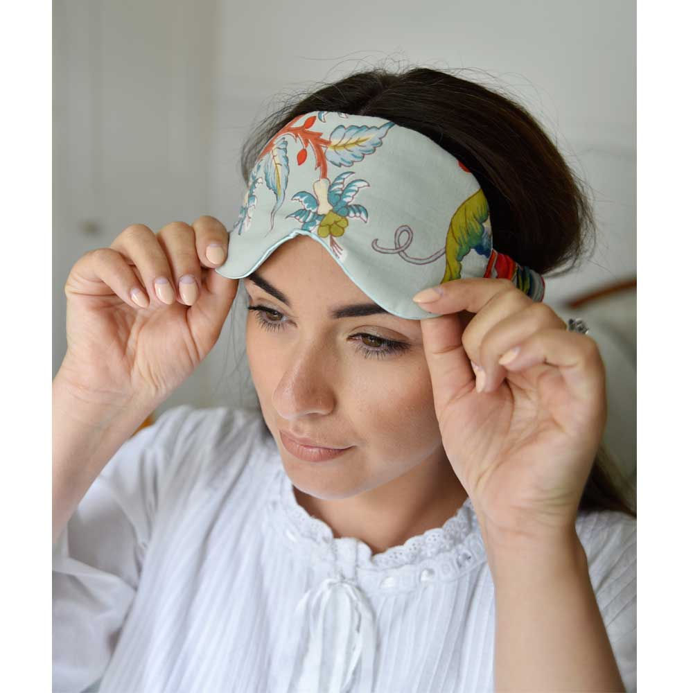 Blue Exotic Flower Print Eye Mask