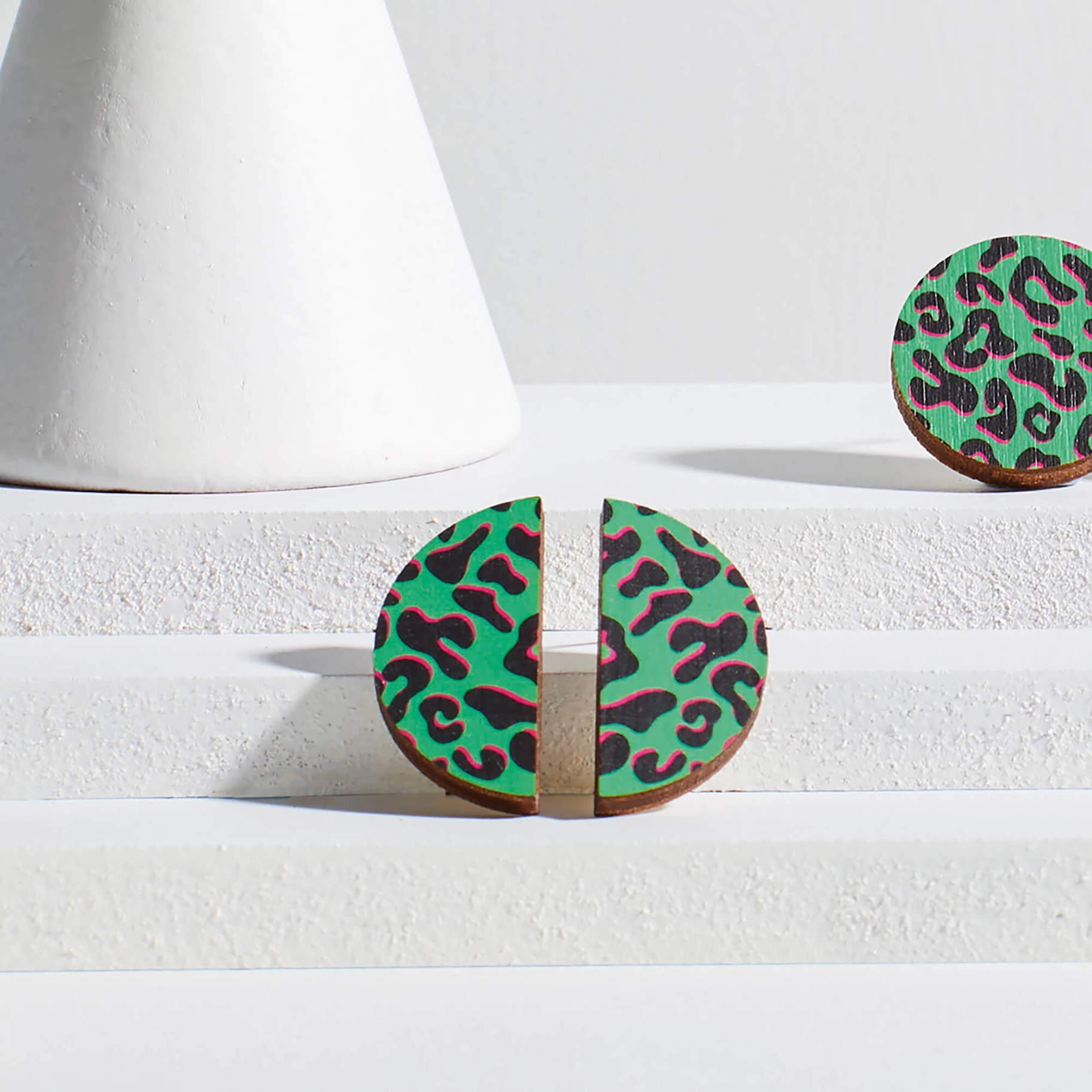 Donna Half Moon Studs - Green