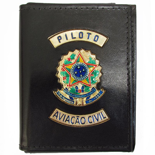 Carteira De Piloto Aviação Civil de couro lojadaaviacao