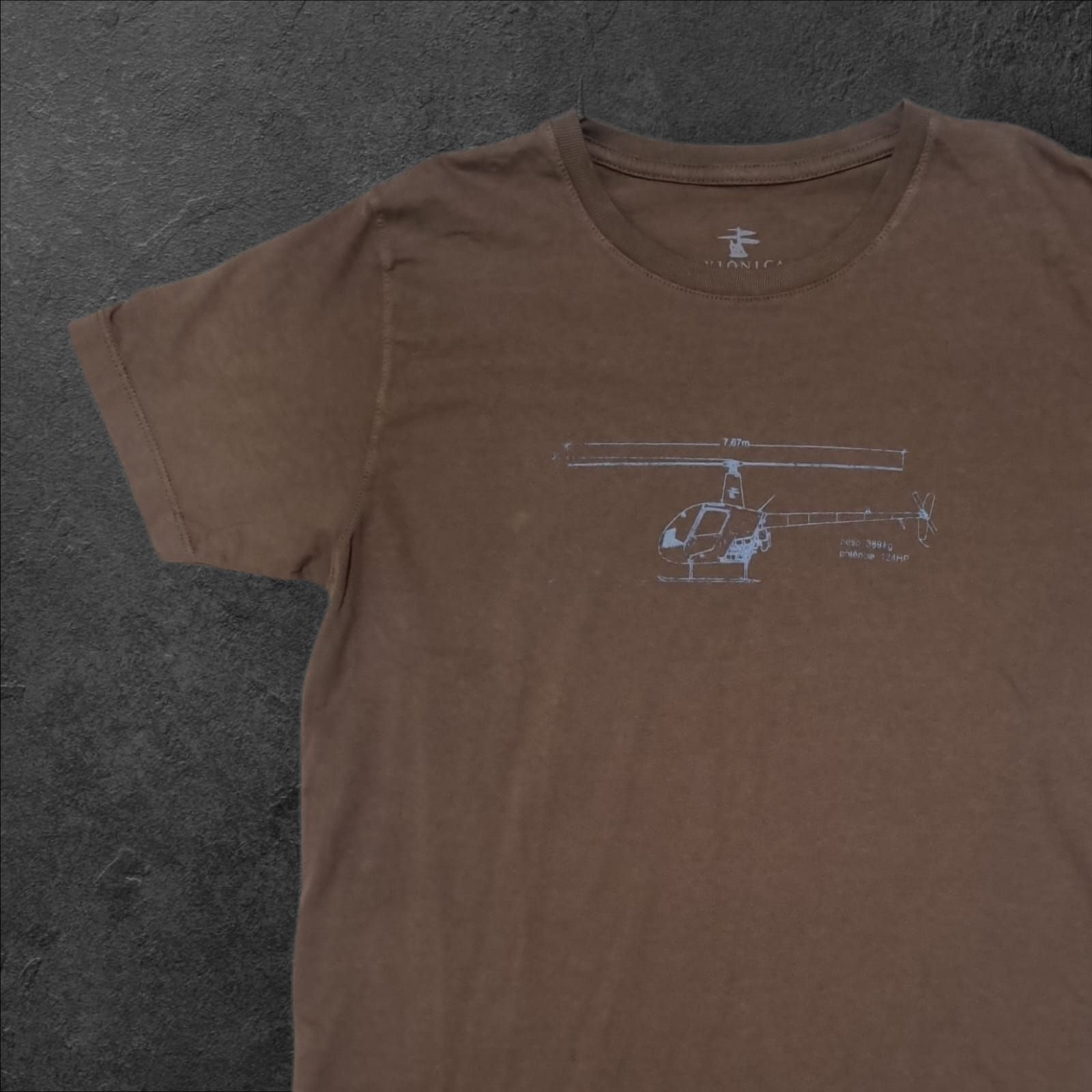 Camiseta Aviônica - Robinson R22 - Marrom - Tam P
