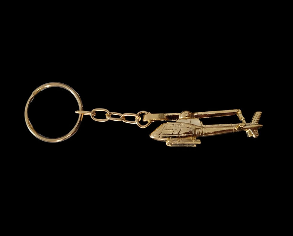 Chaveiro Metal Helicóptero Esquilo Dourado