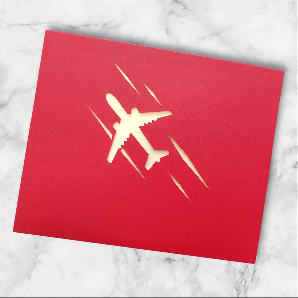 Miniatura: Cartão em 3D - Papel cartão com envelope - Avião Vermelho
