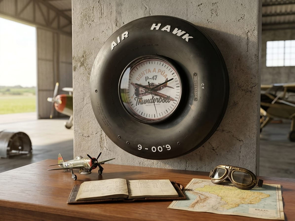 Relógio de Pneu de Avião - P 47 - decorativo