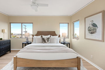 Staged primary bedroom