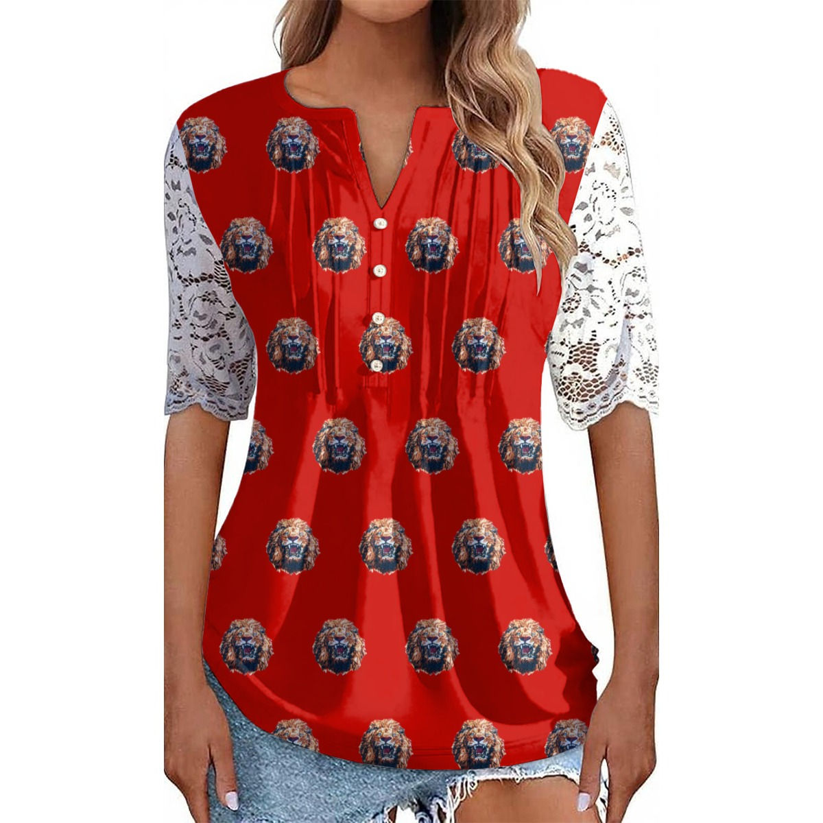 Rachvid Wears Isi-Agu Women's Lace Sleeve Shirt