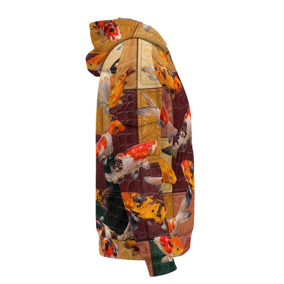 Thumbnail: DaviDÉ Koi-Fish Men’s Fleece Half-Zip Hoodie With Arm Pockets