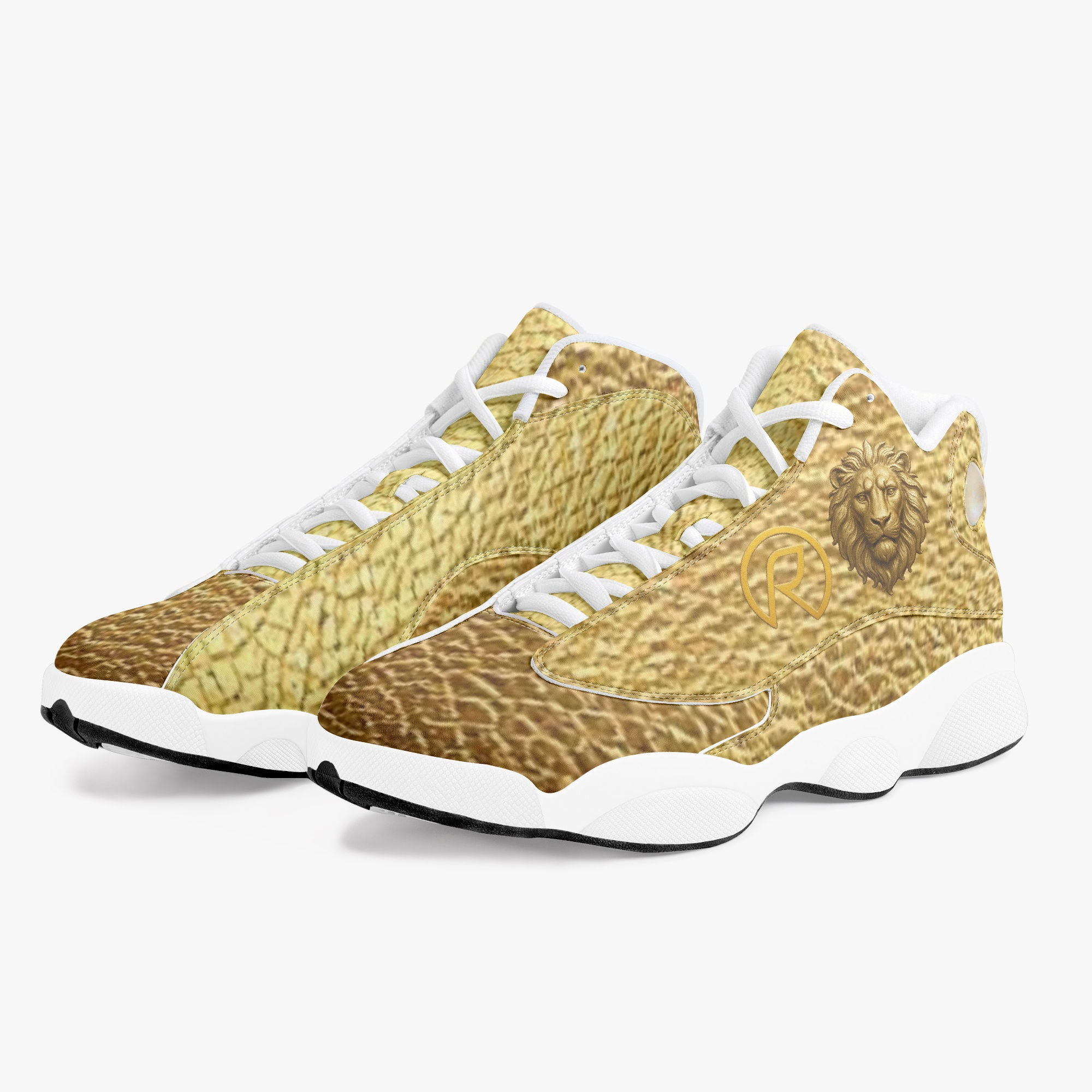 1140. Rachvid AJ13 High-Top Leather Basketball Sneakers - White