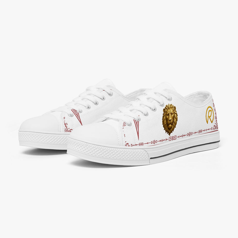 Thumbnail: 1048. DaviDÉ Madagascar Classic Low-Top Canvas Shoes - White/Black