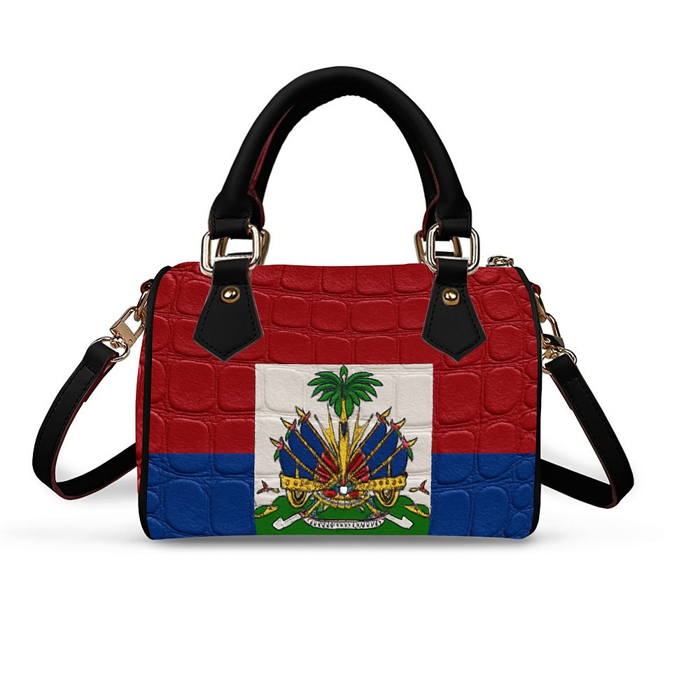 Thumbnail: Rachvid Wears Haitian Flag Classic Barrel-Shaped PU Leather Handbag