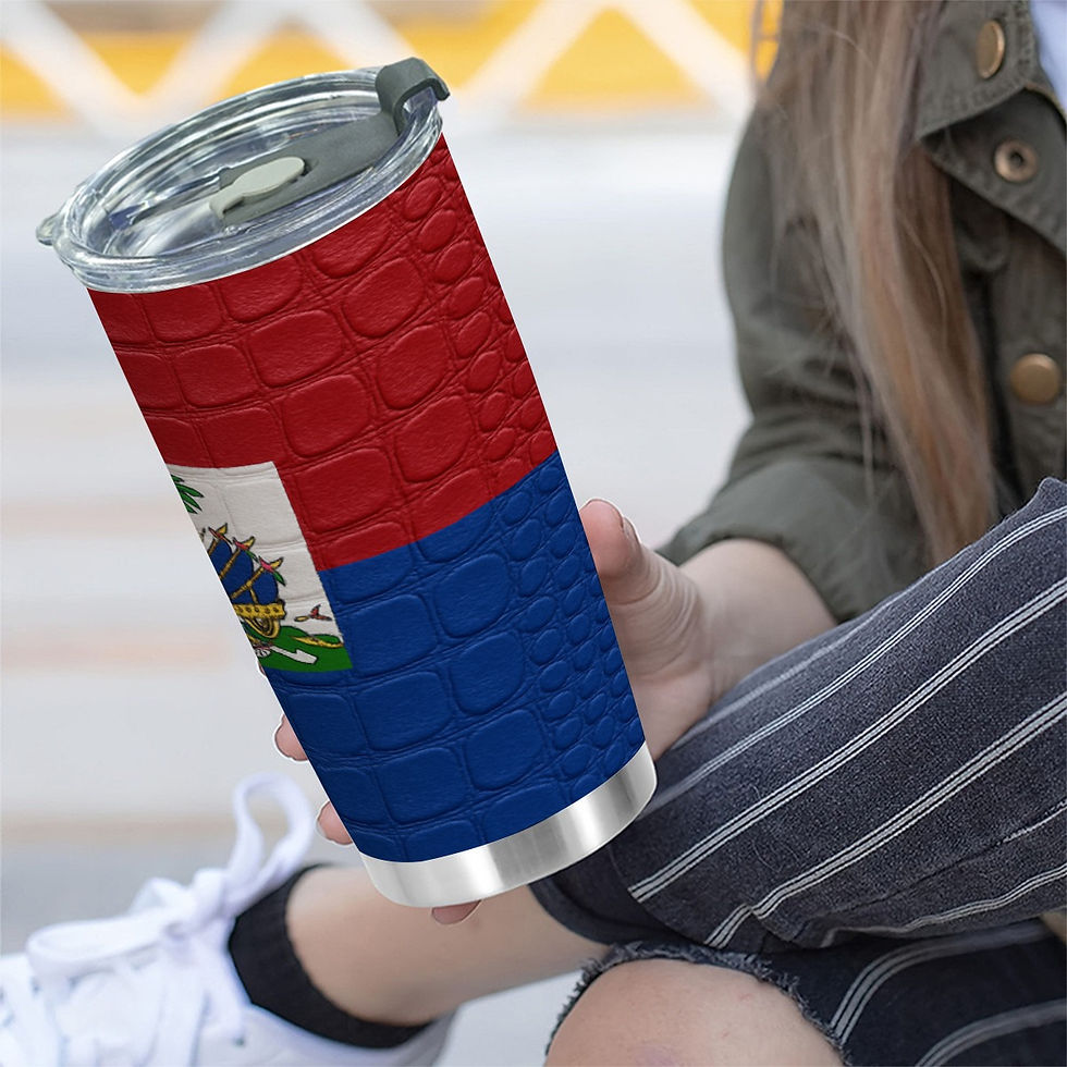 Thumbnail: Rachvid Wears Haitian Flag Custom 20OZ Tumbler With Sliding Lid For The USA