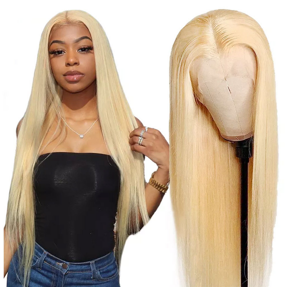 Thumbnail: Matte Gold Long Straight Lace Front Wig