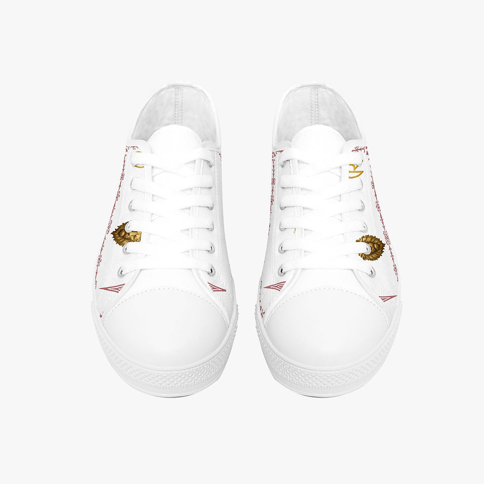 Thumbnail: 1048. DaviDÉ Madagascar Classic Low-Top Canvas Shoes - White/Black
