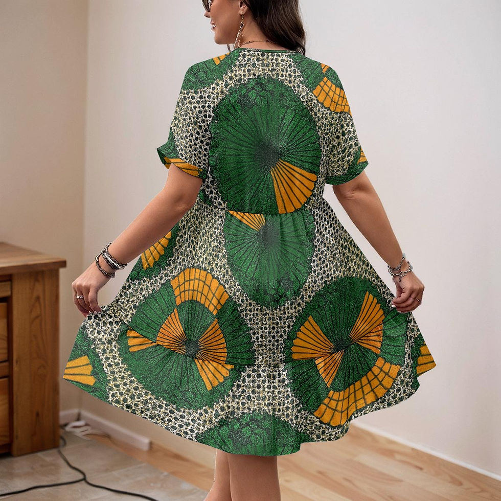 Thumbnail: Rachvid Wears  African Print Women’s Floral V-Neck Short Sleeve Dress