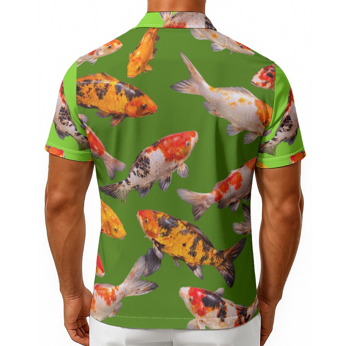 DaviDÉ Koi-Fish Men's Hawaiian Shirt With Button Closure