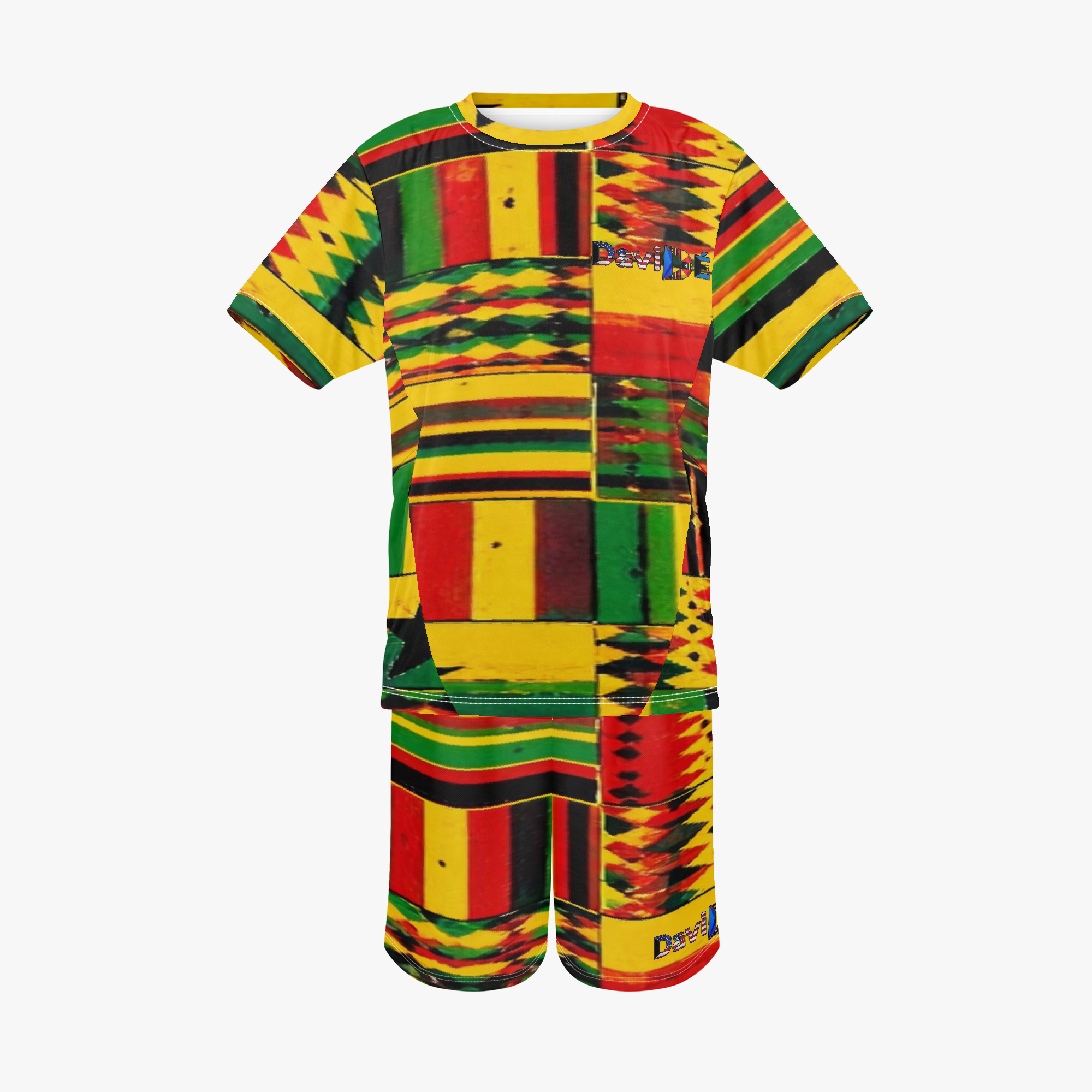 1362. DaviDE Kente Adult Crew Neck Soccer Jersey Set