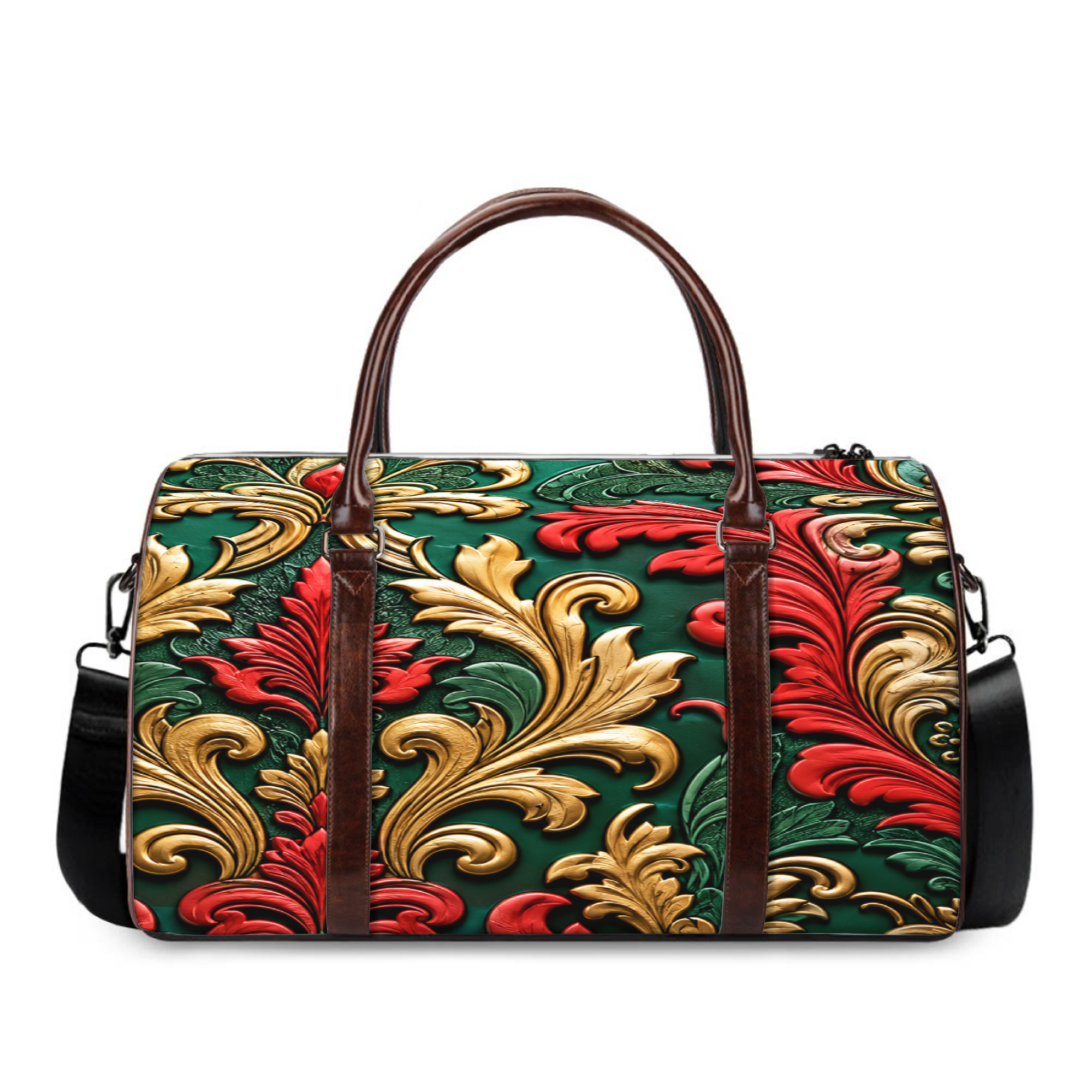 524. DaviDE Opulent Emerald Baroque Damask Duffle Bag