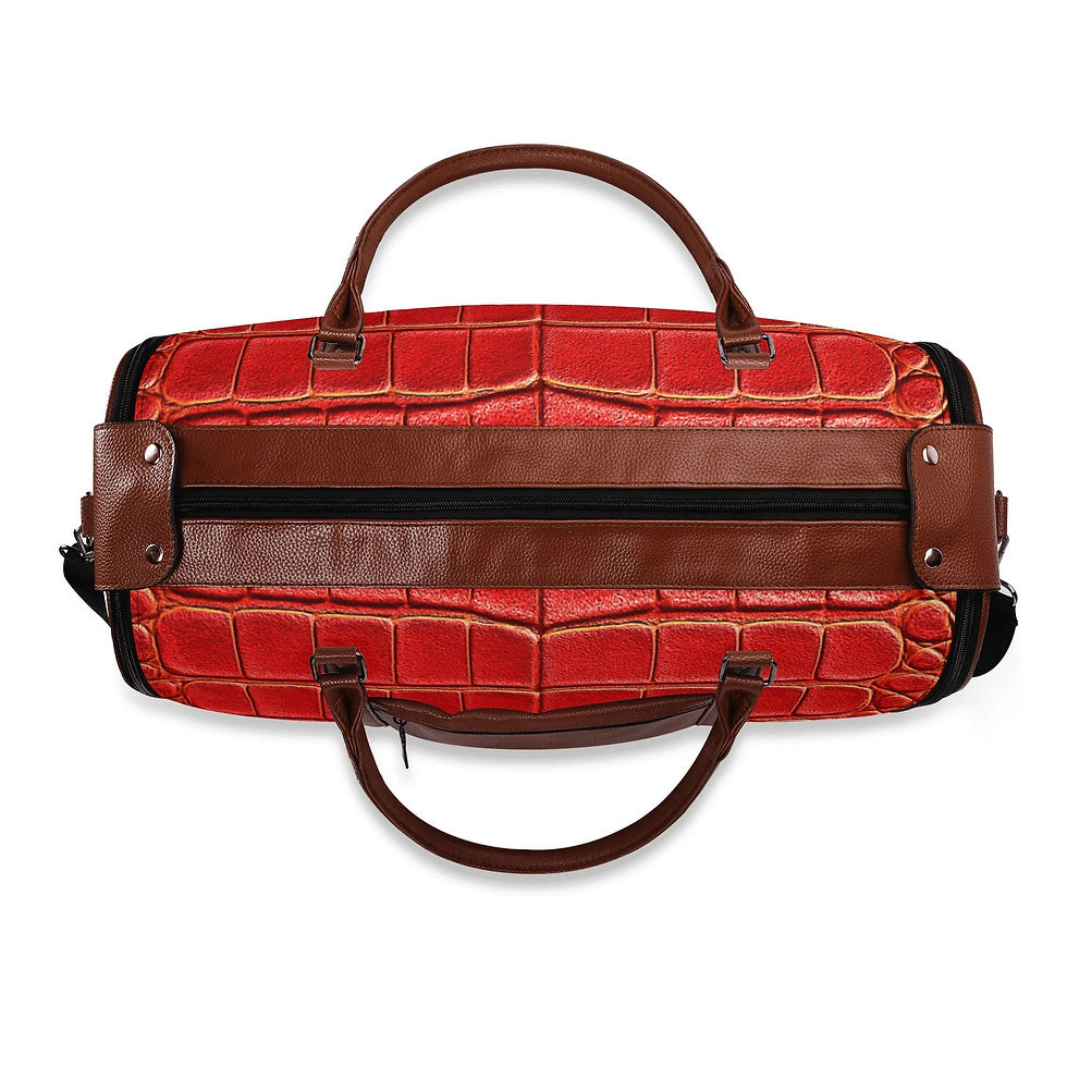 Thumbnail: Rachvid Red Croc imprint Leather Duffle Bag Foldable Travel Bag