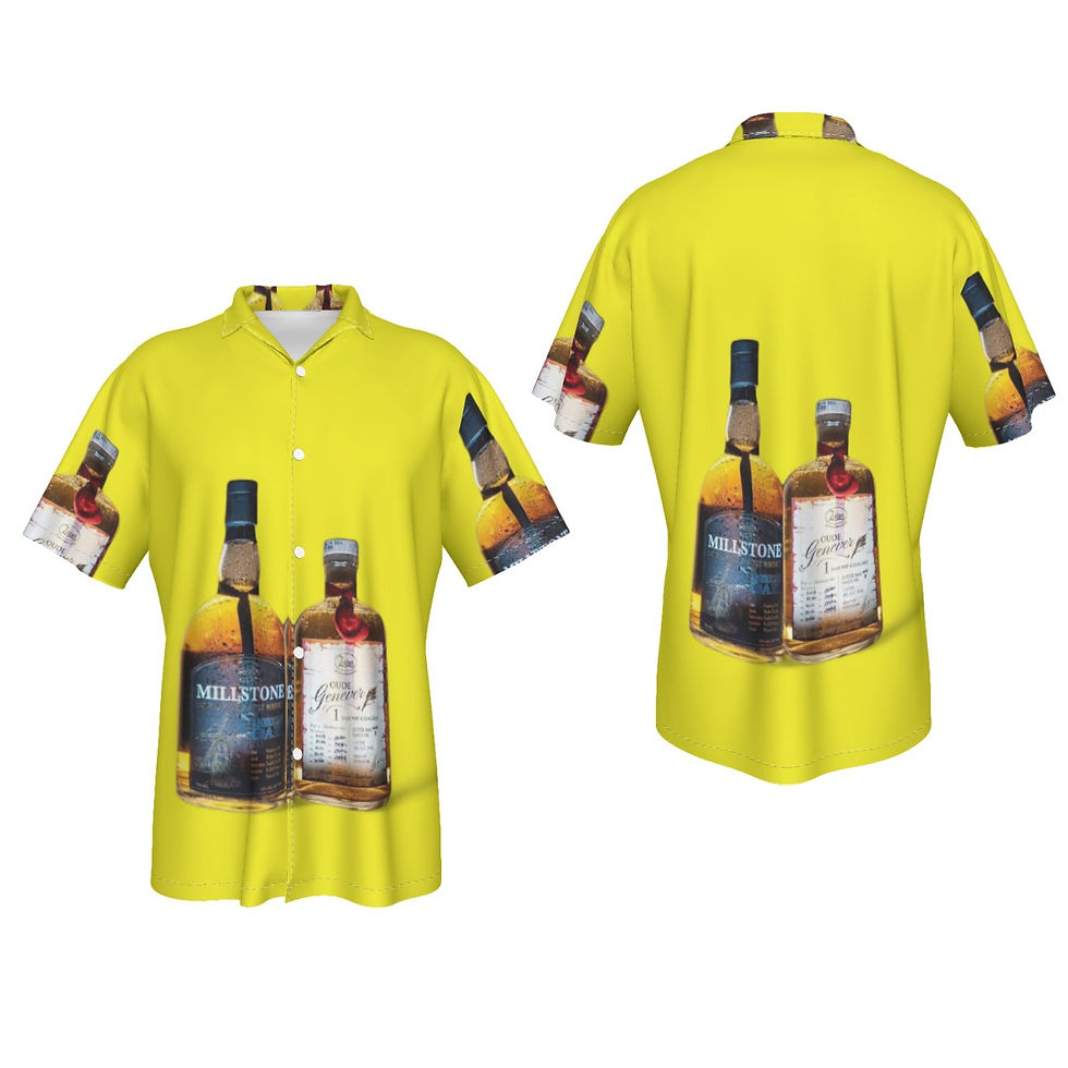 Thumbnail: Oude Genever-Millstone  Print Men's Hawaiian Shirt With Button Closure