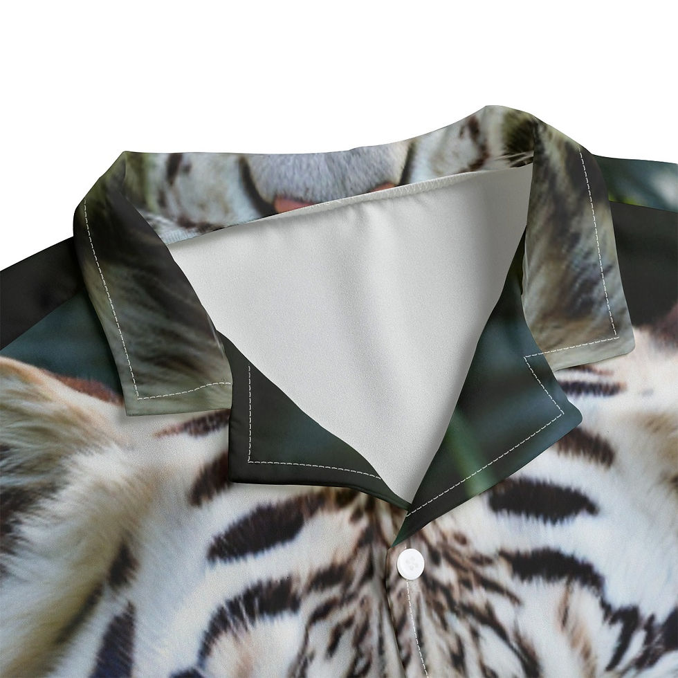 Thumbnail:  Rachvid White Tiger Print, Men's Hawaiian Shirt With Button Closure