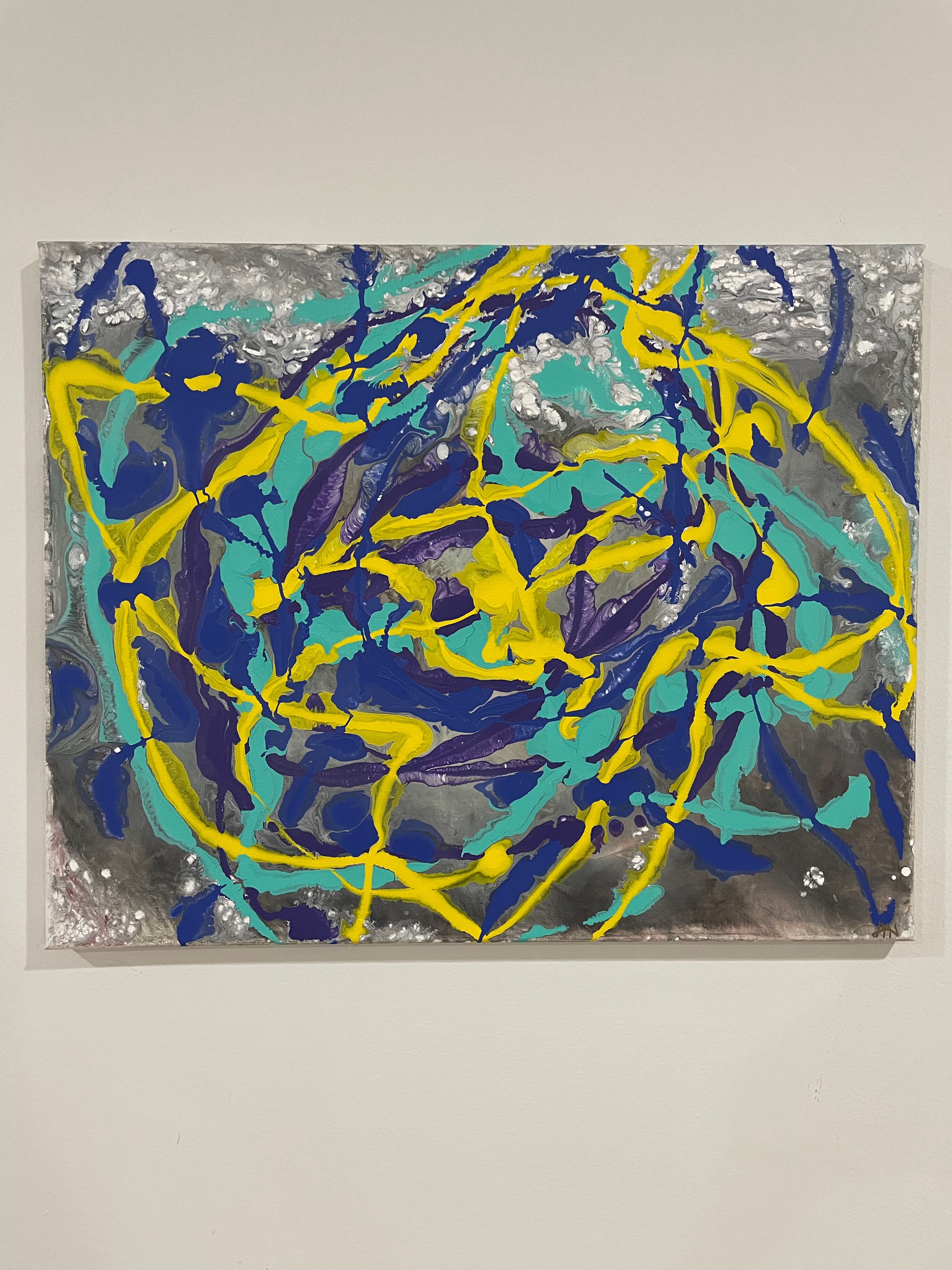 16" x 20" x 1/2" Abstract Acrylic on Canvas - "Follow the Lines"