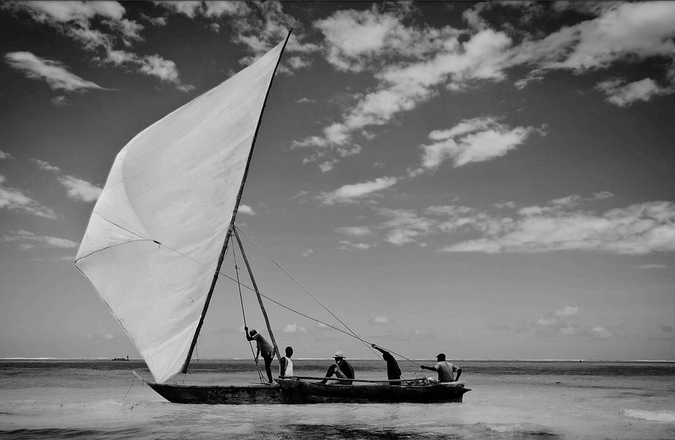 Black and White Mounted Canvas Photography Print Dhow
