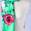 Miniature : foulard-twill-de-soie-roses-fond-vert-fait-main-france
