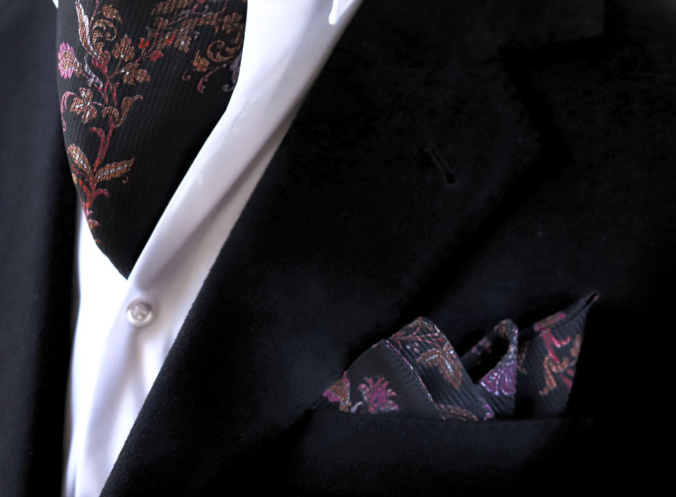 Miniature : foulard-écharpe-pochette-homme-soie-jacquard-noir-zoom