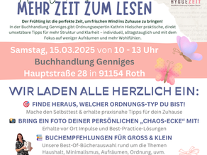 Mehr Ordnung – Mehr Zeit zum Lesen! 📚 Triff mich in Roth in der Buchhandlung Genniges