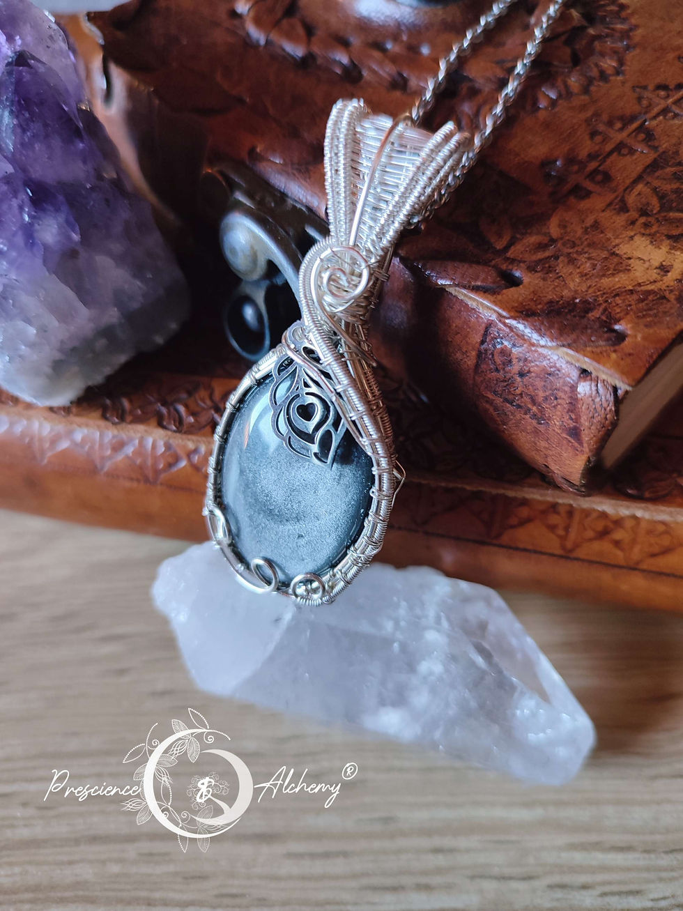 Miniature : Pendentif obsidienne Argentée