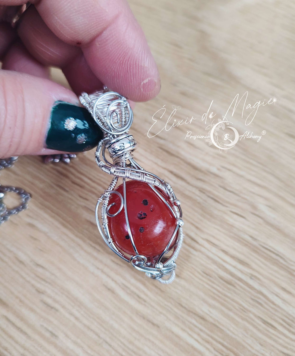 Miniature : Collier Cornaline pierre roulée - Demathia -