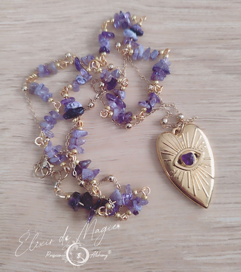 Miniature : Collier -COEUR ANGELIQUE- avec perles chips Améthyste