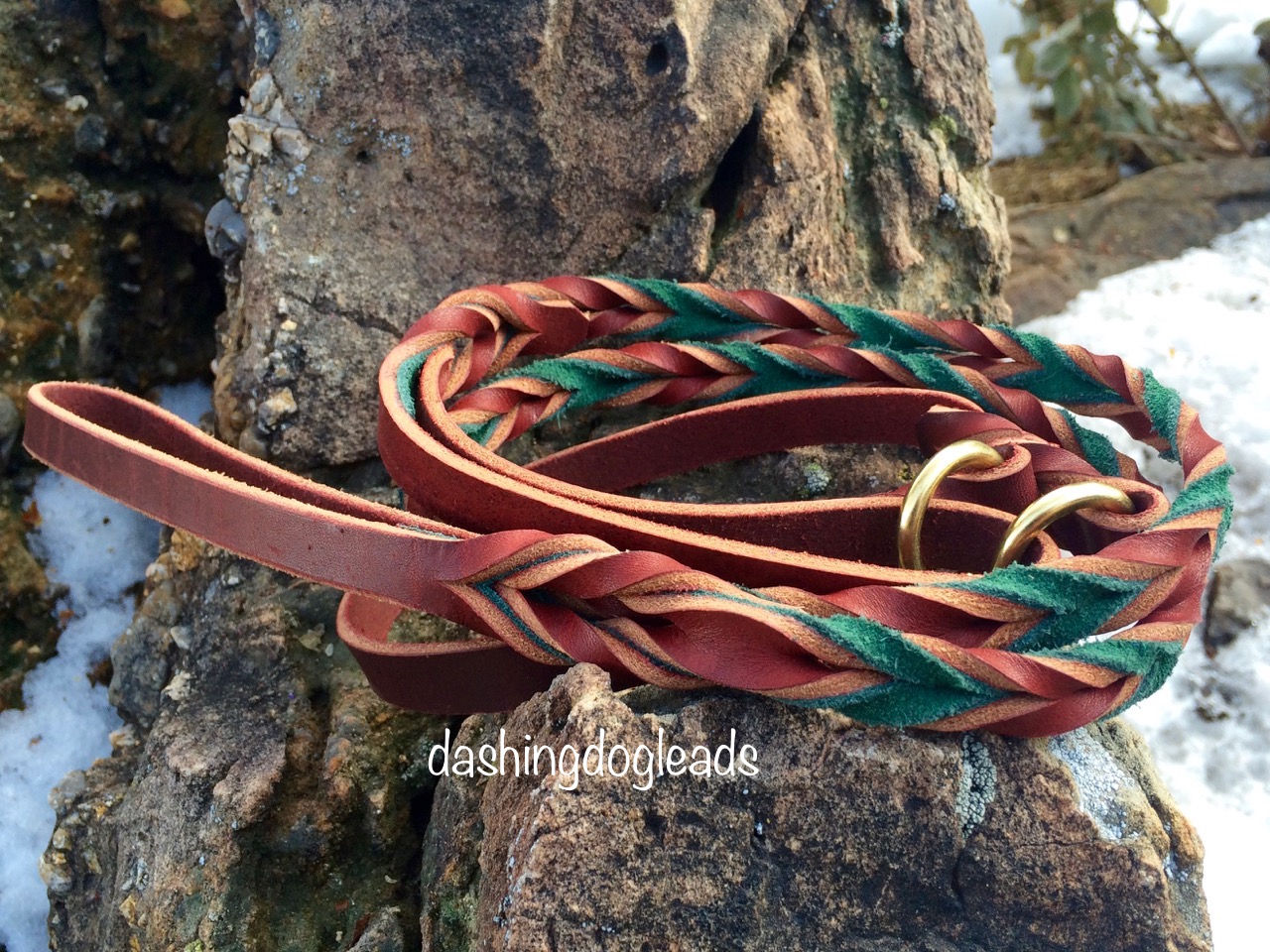 Burgundy / Green Suede Martingale Lead