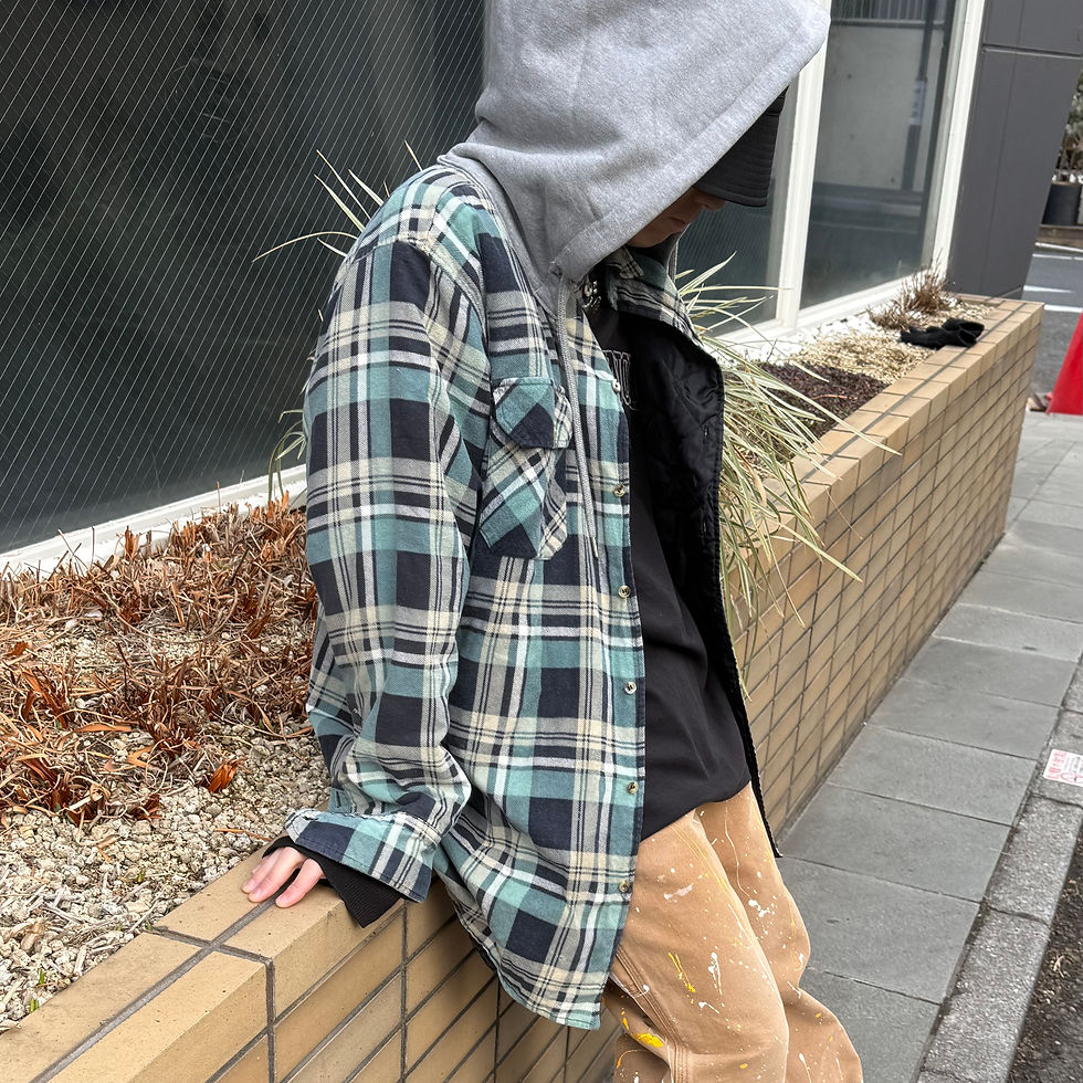 縮圖：Vintage Remake Hooded Quilting Shirts Jacket / GREEN