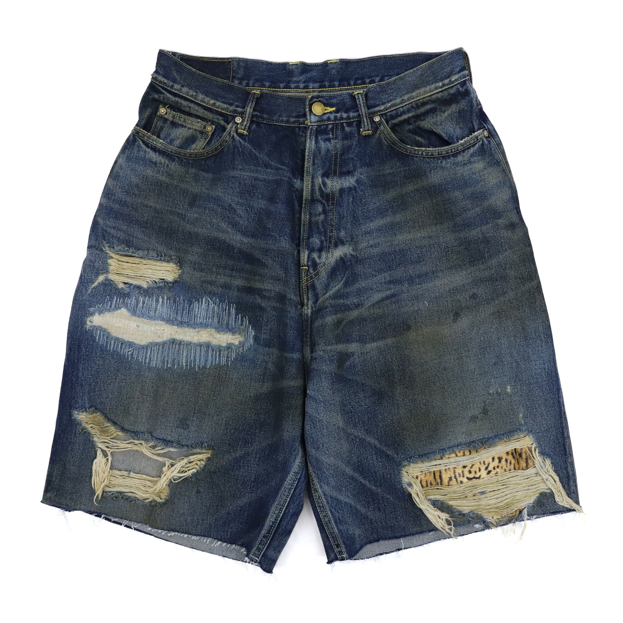 【ONLINE STORE LIMITED】40's Vintage Damage Buggy Denim Shorts / BLUE
