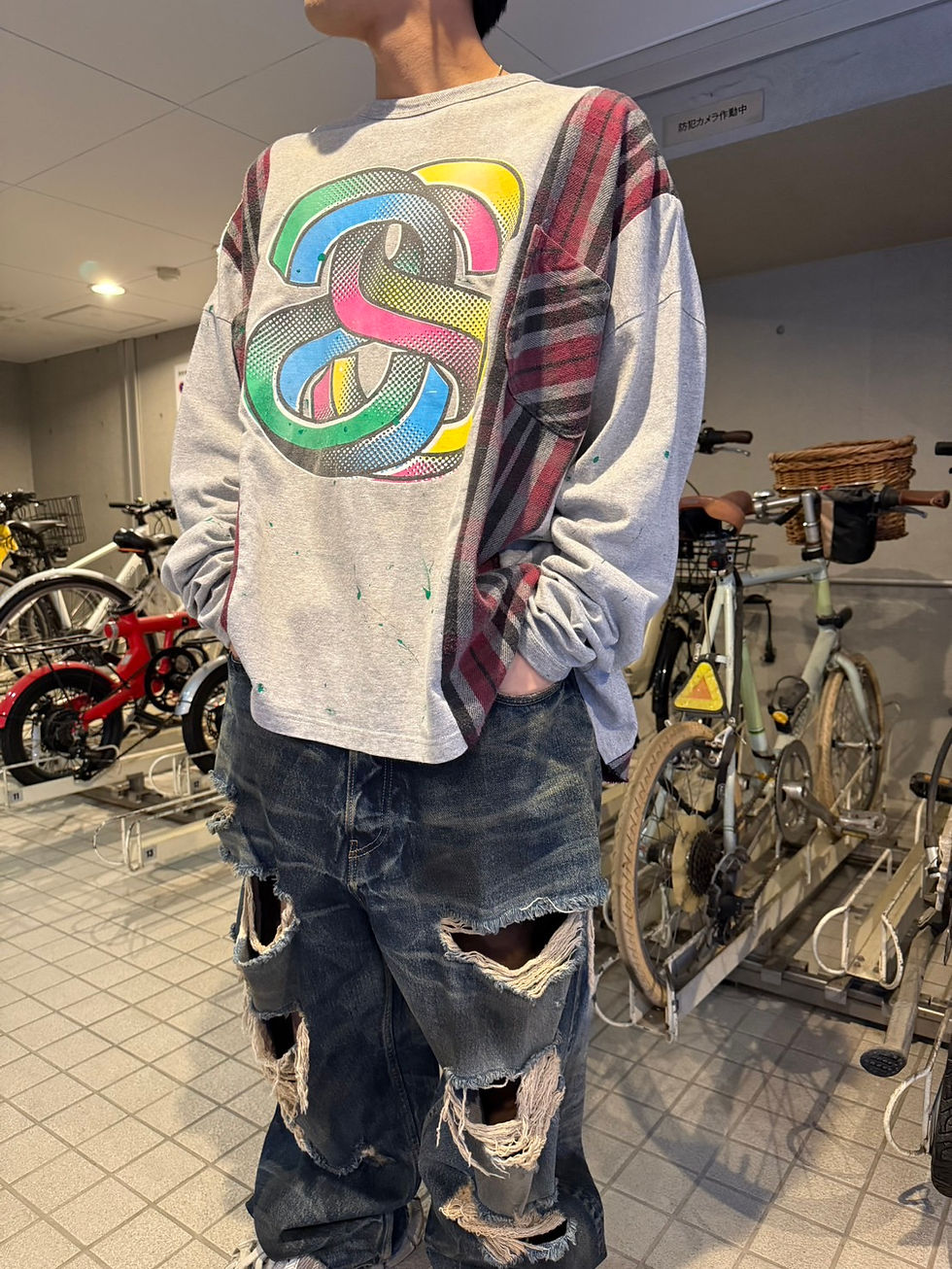 縮圖：Remake Check Docking Vintage Tee / GREY