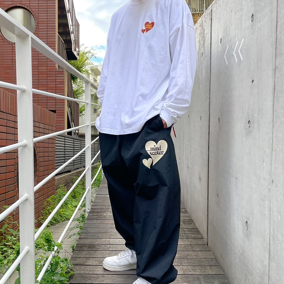 サムネイル： HEART LOGO NYLON PANTS / BLACK
