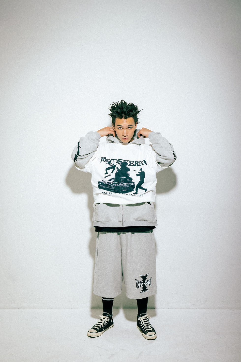 サムネイル： Cross Punk Sweat Shorts / GRAY