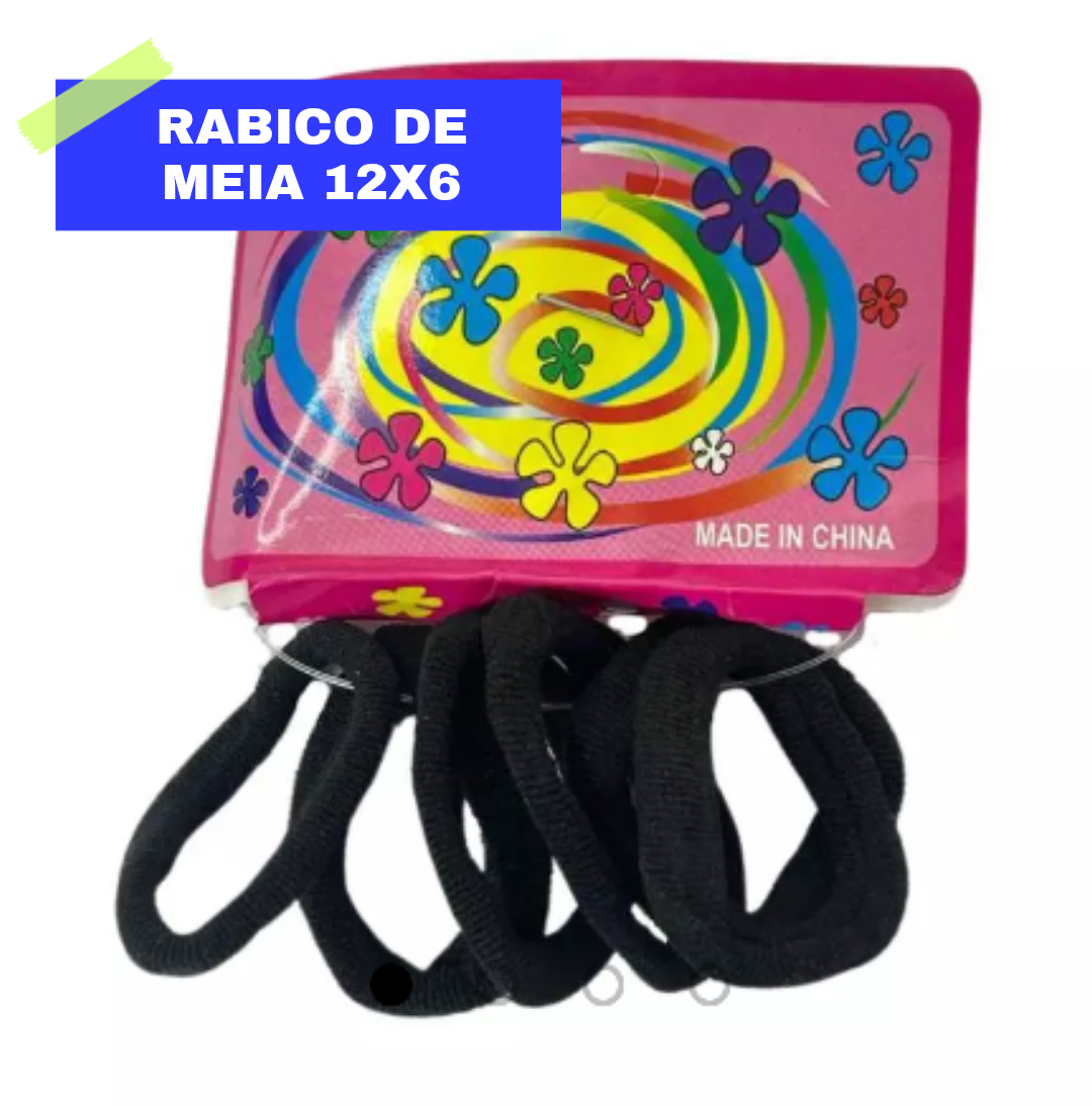 1456-Rabicó de meia médio preto 12x6