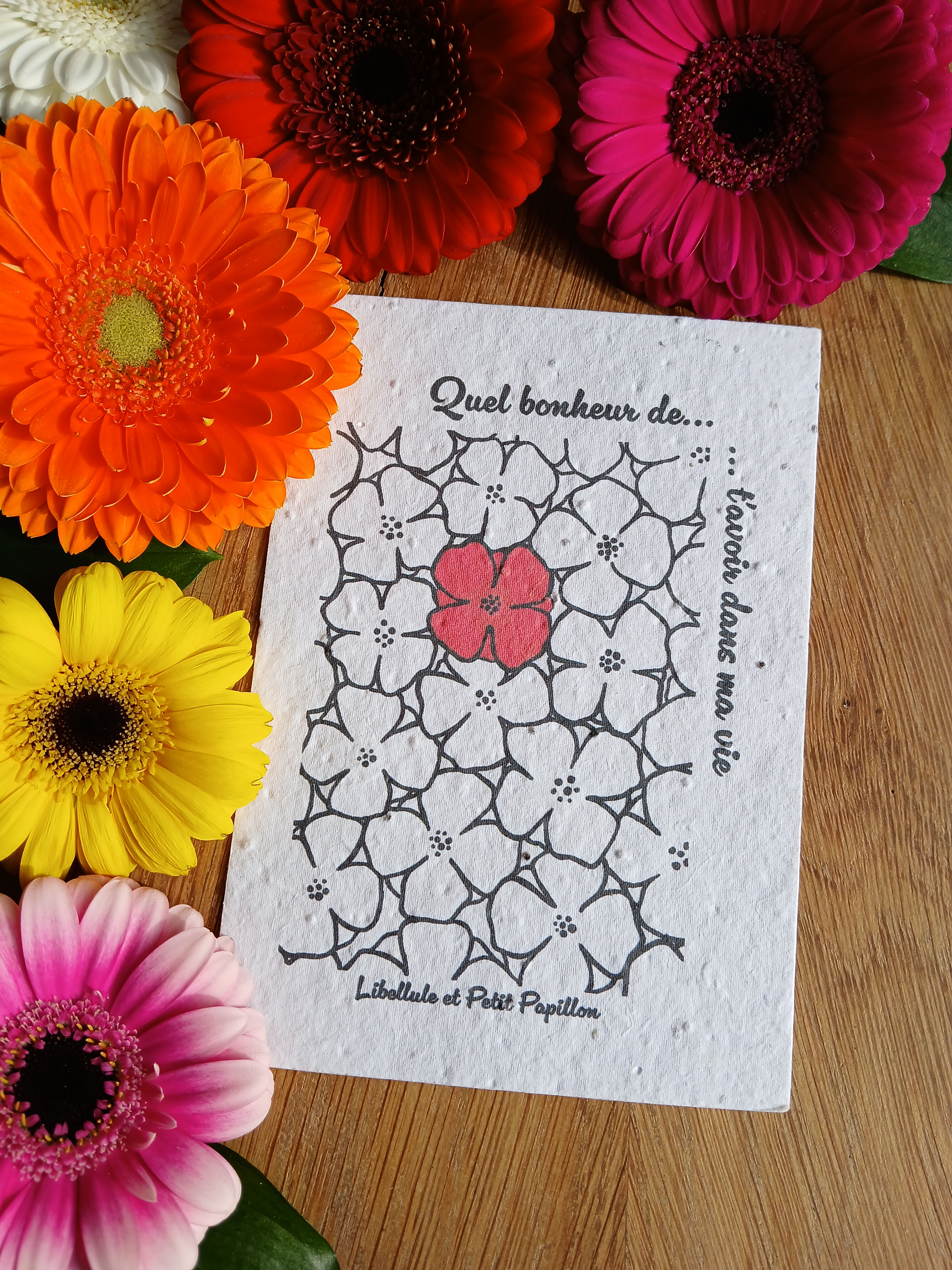 Carte à Planter "Quel Bonheur de t'avoir dans ma Vie" - Graines Bio (Pro)