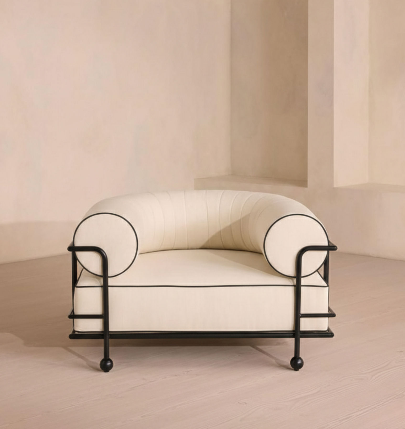 LINE & ARC Arm Chair (Chalk & Ink)