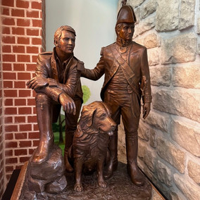 Lewis & Clark statue with Seaman at Boathouse, St. Charles, MO