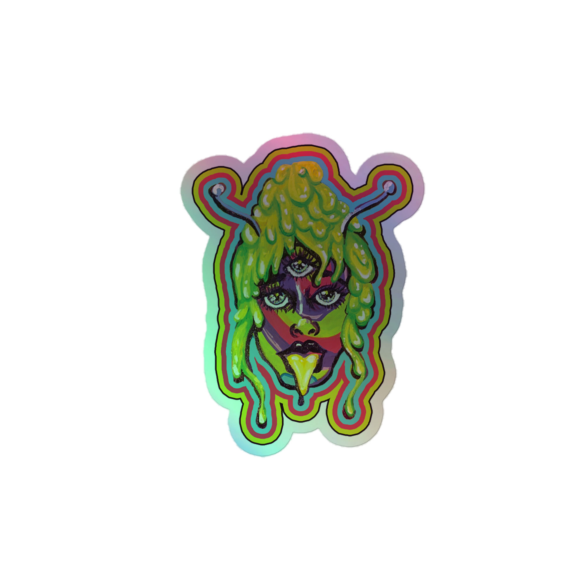 3 Eyed Alien Holographic sticker