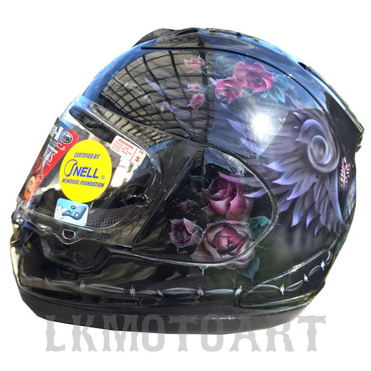 Custom airbrushed motorcycle helmet by LKMOTOART Custom Shop