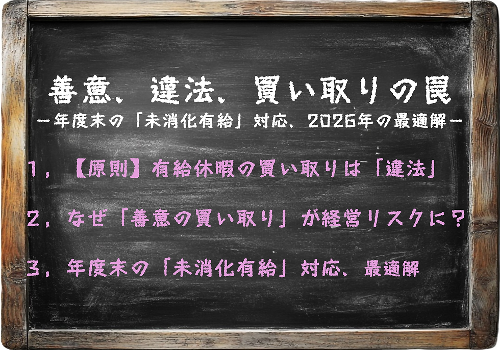 善意、違法、買い取りの罠 －年度末の「未消化有給」対応、2026年の最適解－