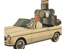 Samochód wiozący beczki